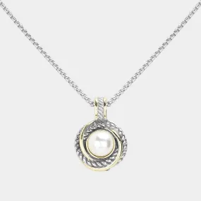 14K Gold Plated Pearl Pendant Necklace for Women