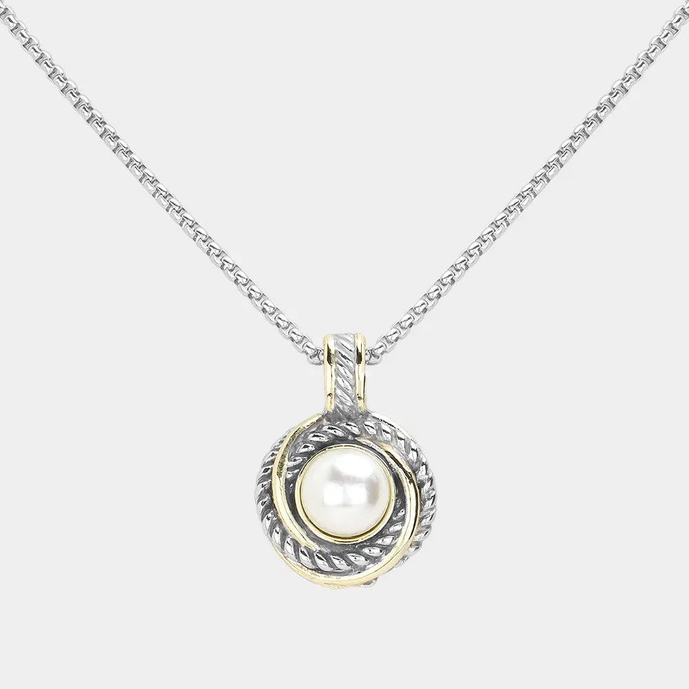 14K Gold Plated Pearl Pendant Necklace for Women