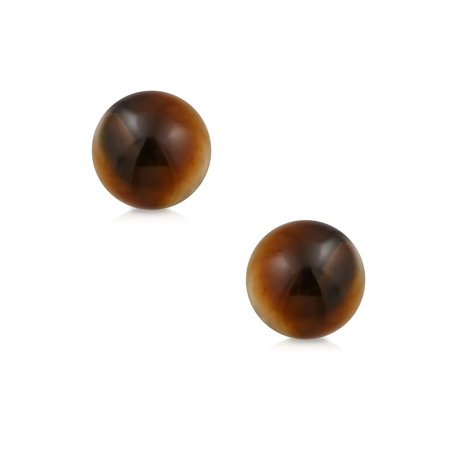 14K Yellow Gold Gemstone Bead Ball Stud Earrings 6mm Size Birthstone Colors