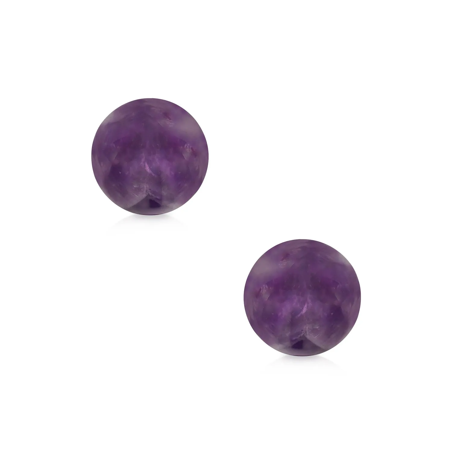 14K Yellow Gold Gemstone Bead Ball Stud Earrings 6mm Size Birthstone Colors