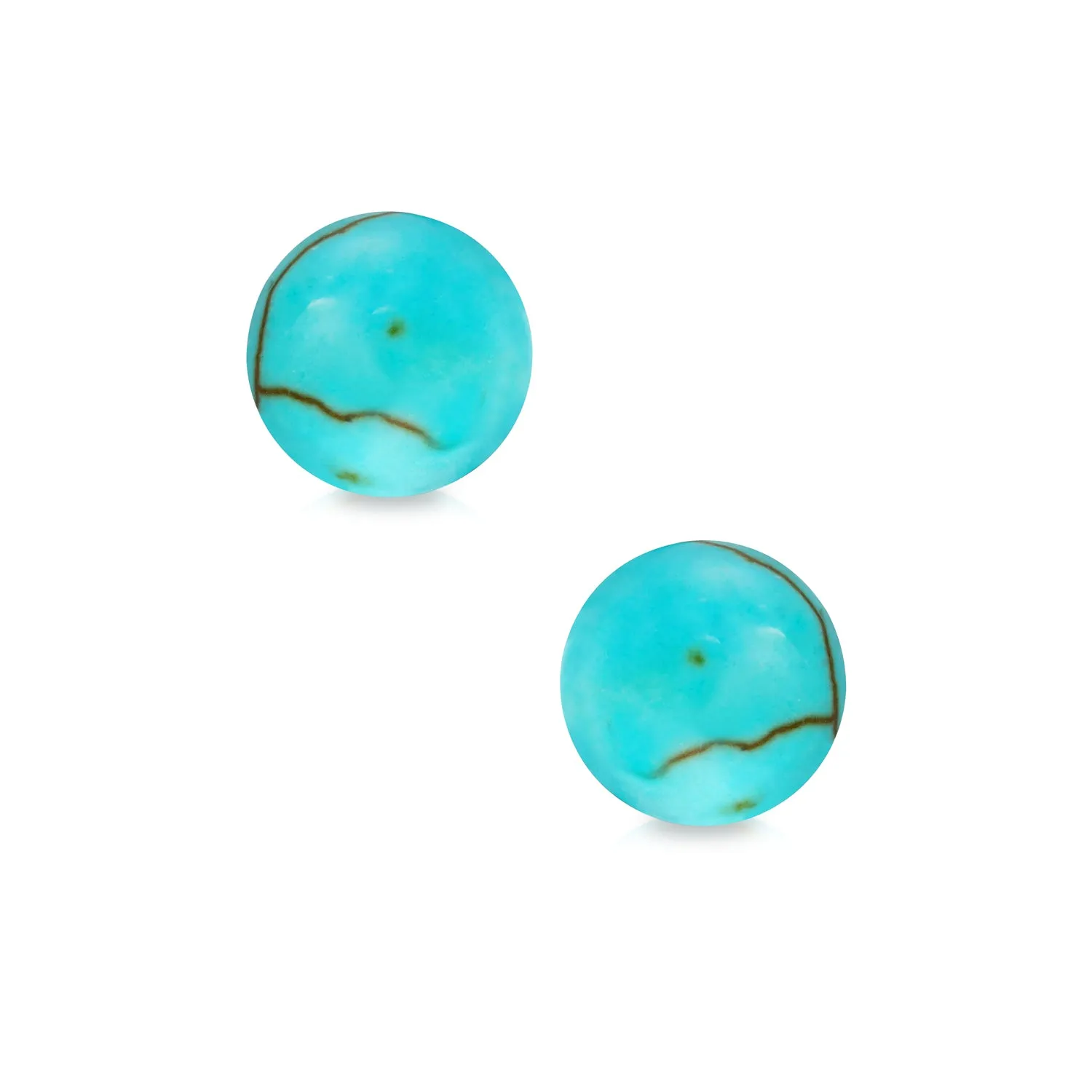 14K Yellow Gold Gemstone Bead Ball Stud Earrings 6mm Size Birthstone Colors