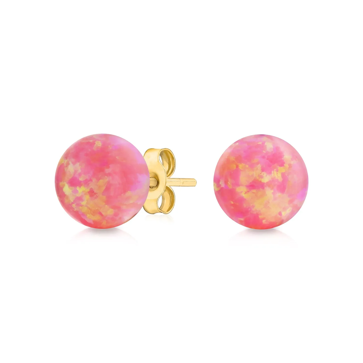 14K Yellow Gold Gemstone Bead Ball Stud Earrings 6mm Size Birthstone Colors