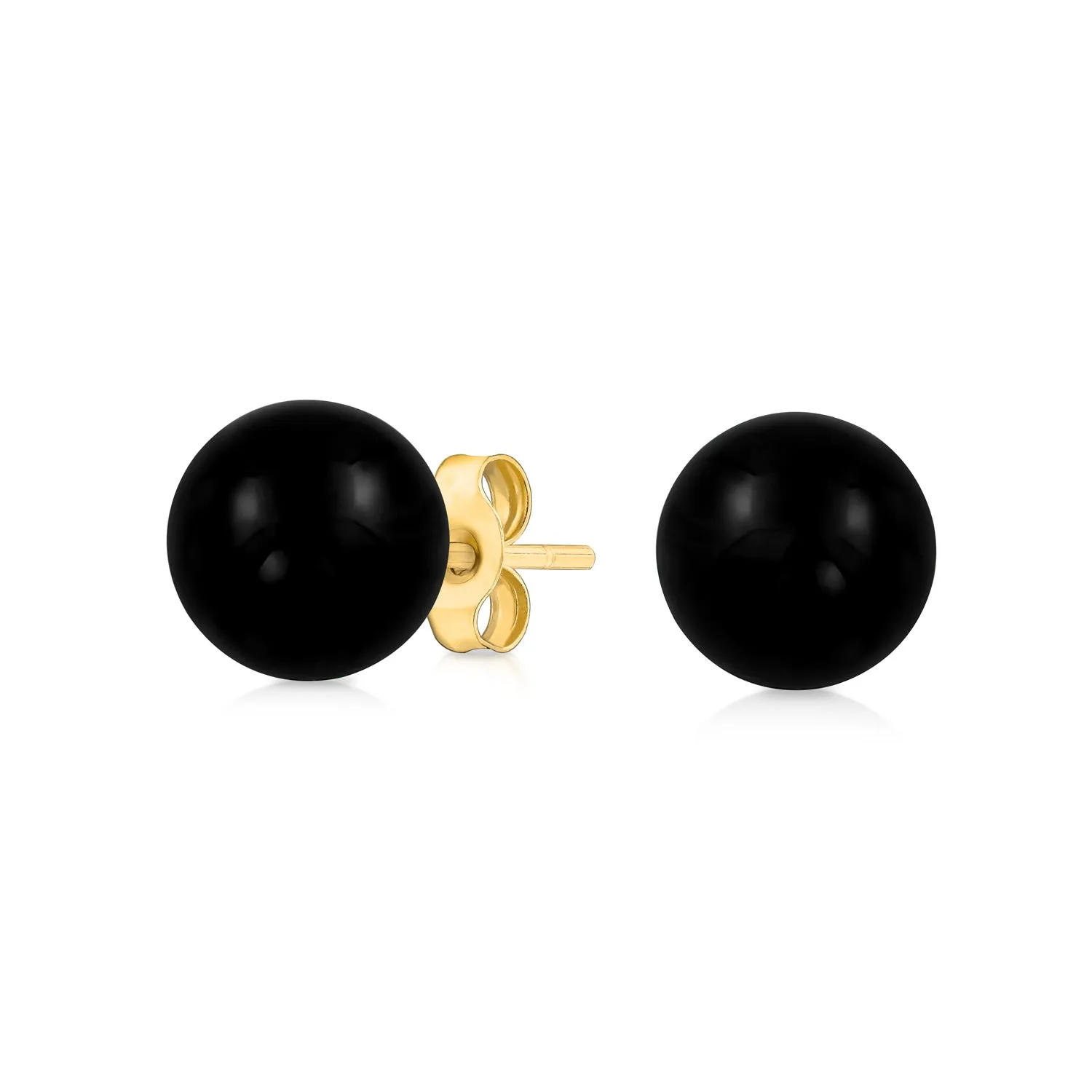 14K Yellow Gold Gemstone Bead Ball Stud Earrings 6mm Size Birthstone Colors