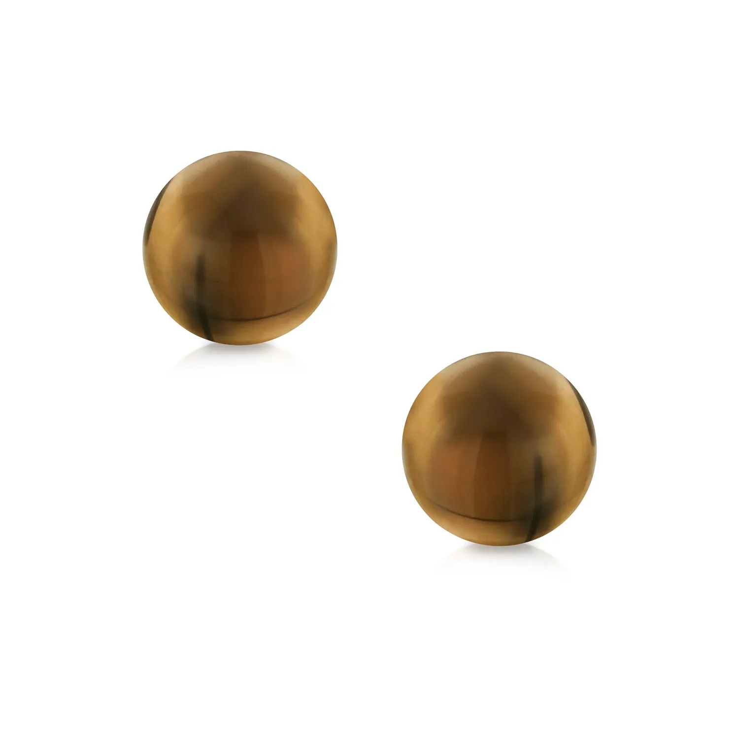 14K Yellow Gold Gemstone Bead Ball Stud Earrings 6mm Size Birthstone Colors