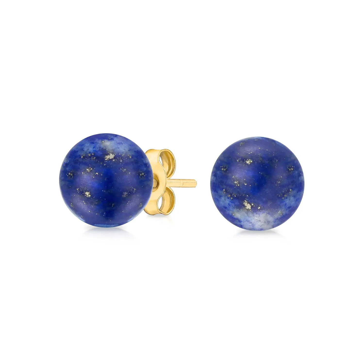 14K Yellow Gold Gemstone Bead Ball Stud Earrings 6mm Size Birthstone Colors