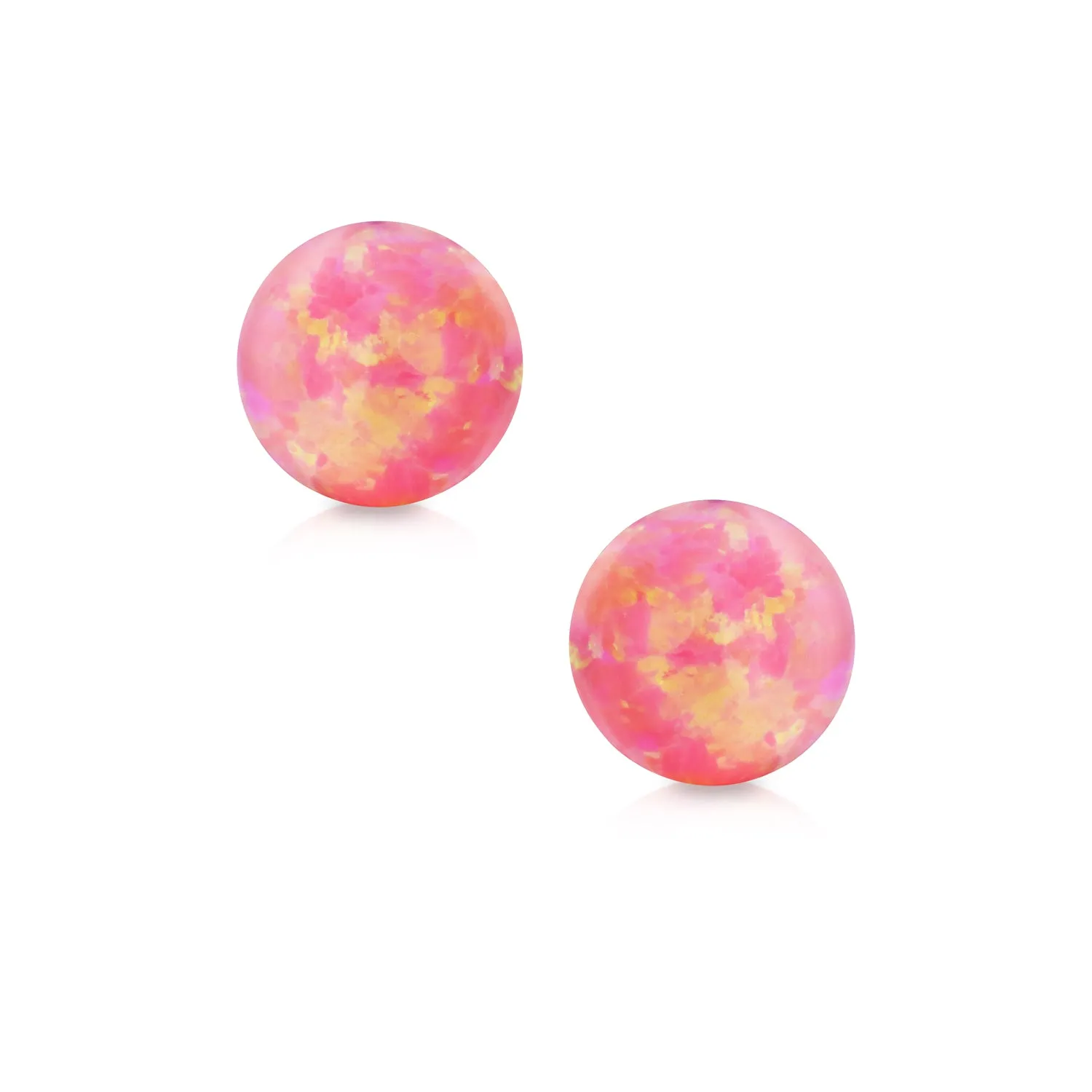 14K Yellow Gold Gemstone Bead Ball Stud Earrings 6mm Size Birthstone Colors