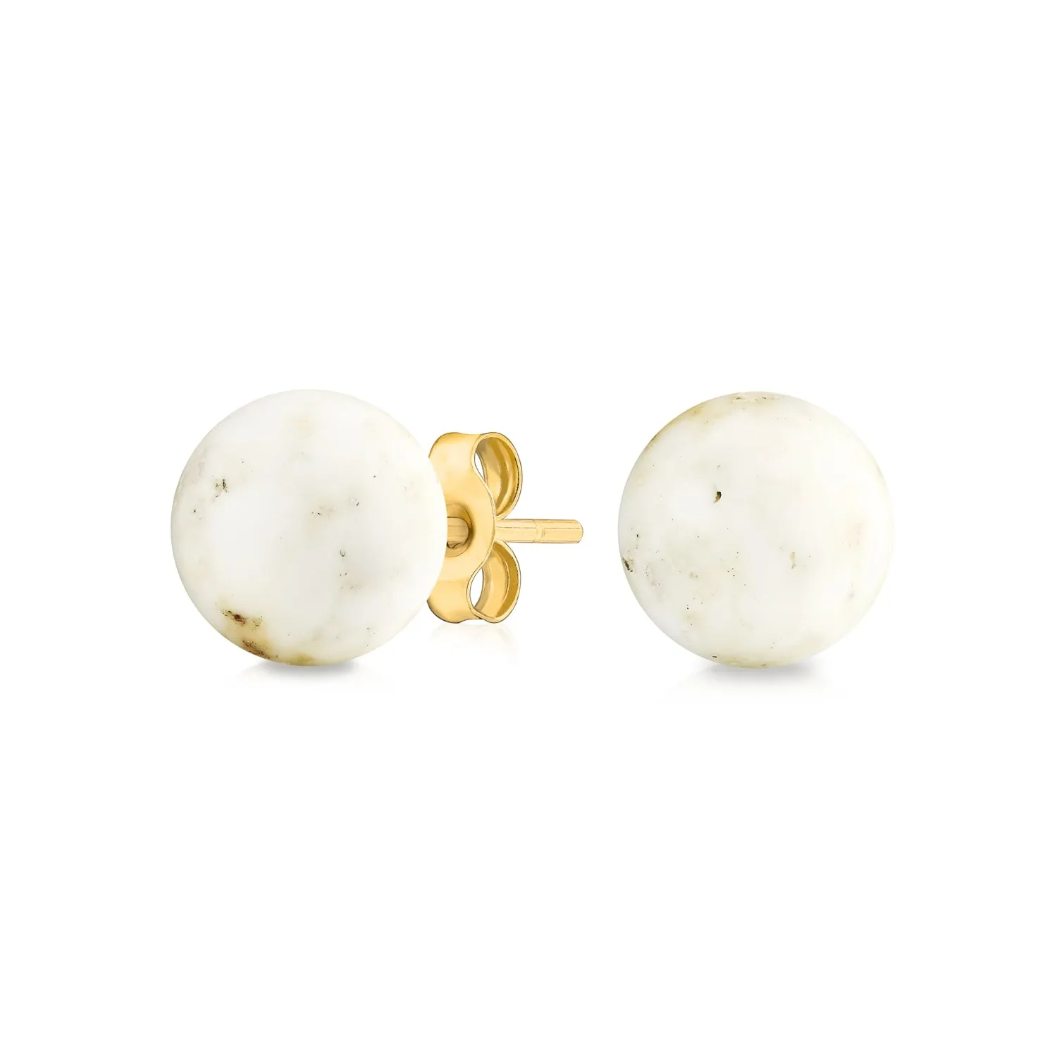 14K Yellow Gold Gemstone Bead Ball Stud Earrings 6mm Size Birthstone Colors