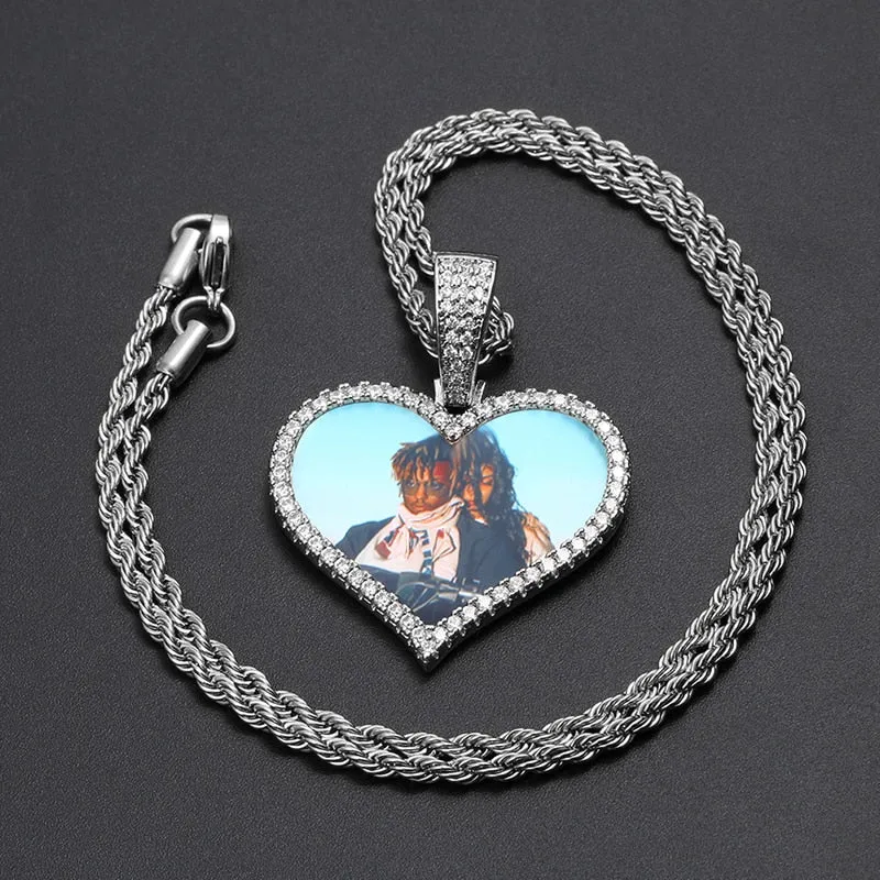 18k Gold Plated Personalized Heart Medallion Necklace For Women- Necklace With Picture Inside