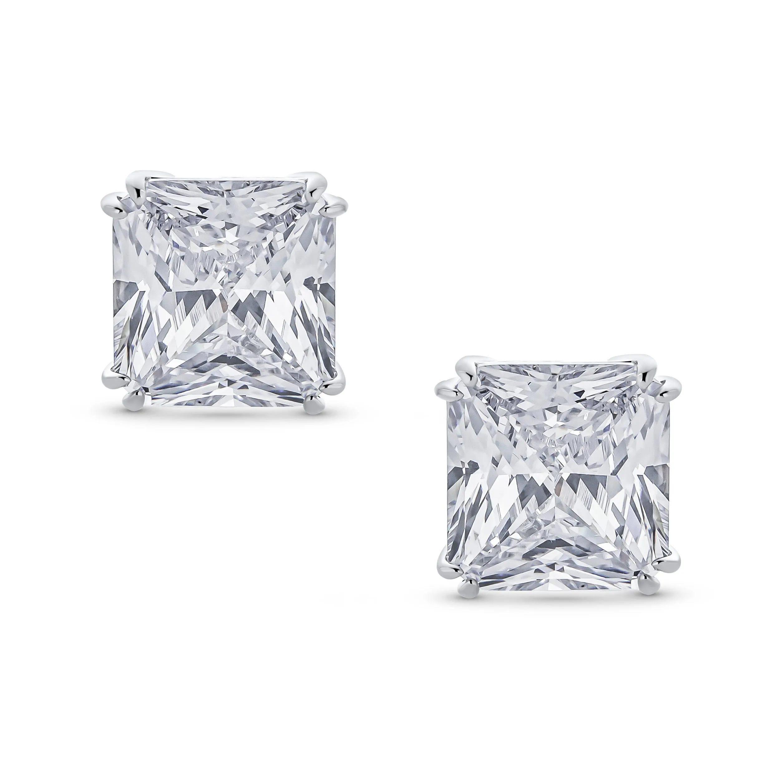 5CT Princess Cut Solitaire CZ Clip On Stud Earrings Birthstone Colors