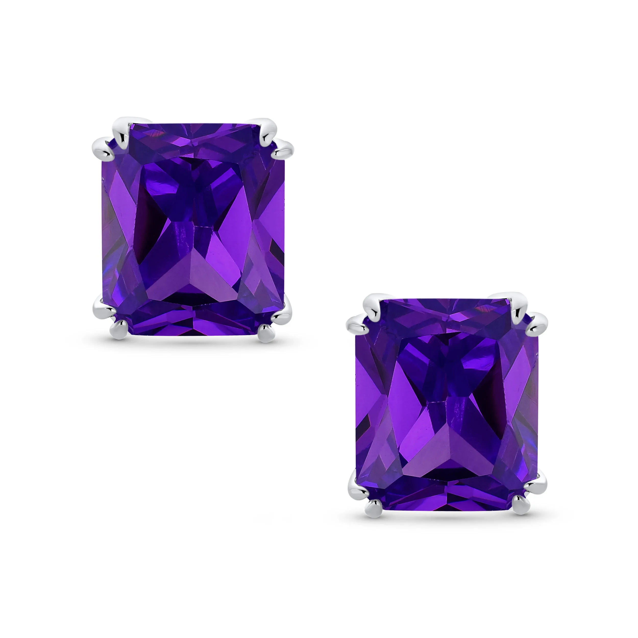 5CT Princess Cut Solitaire CZ Clip On Stud Earrings Birthstone Colors