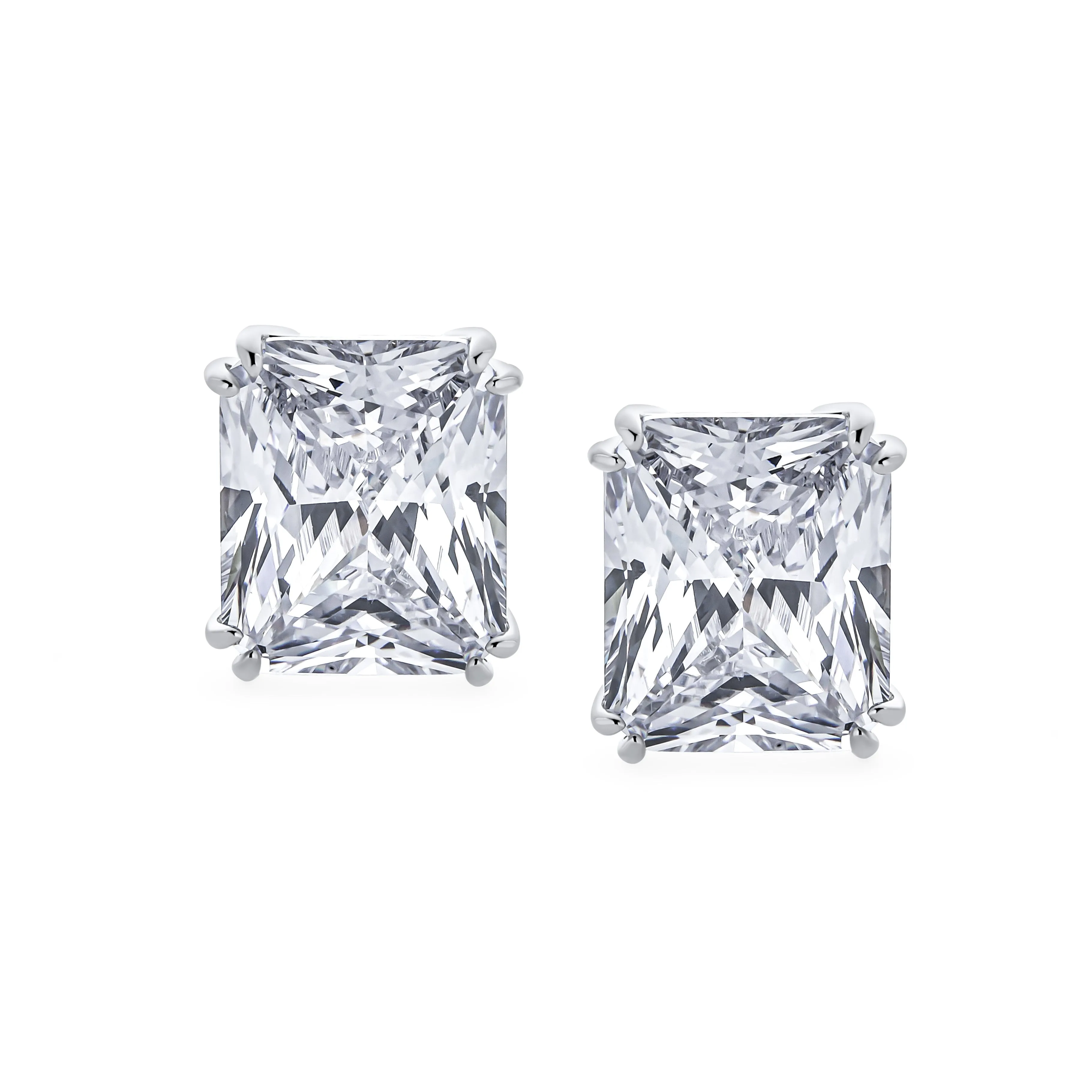 5CT Princess Cut Solitaire CZ Clip On Stud Earrings Birthstone Colors