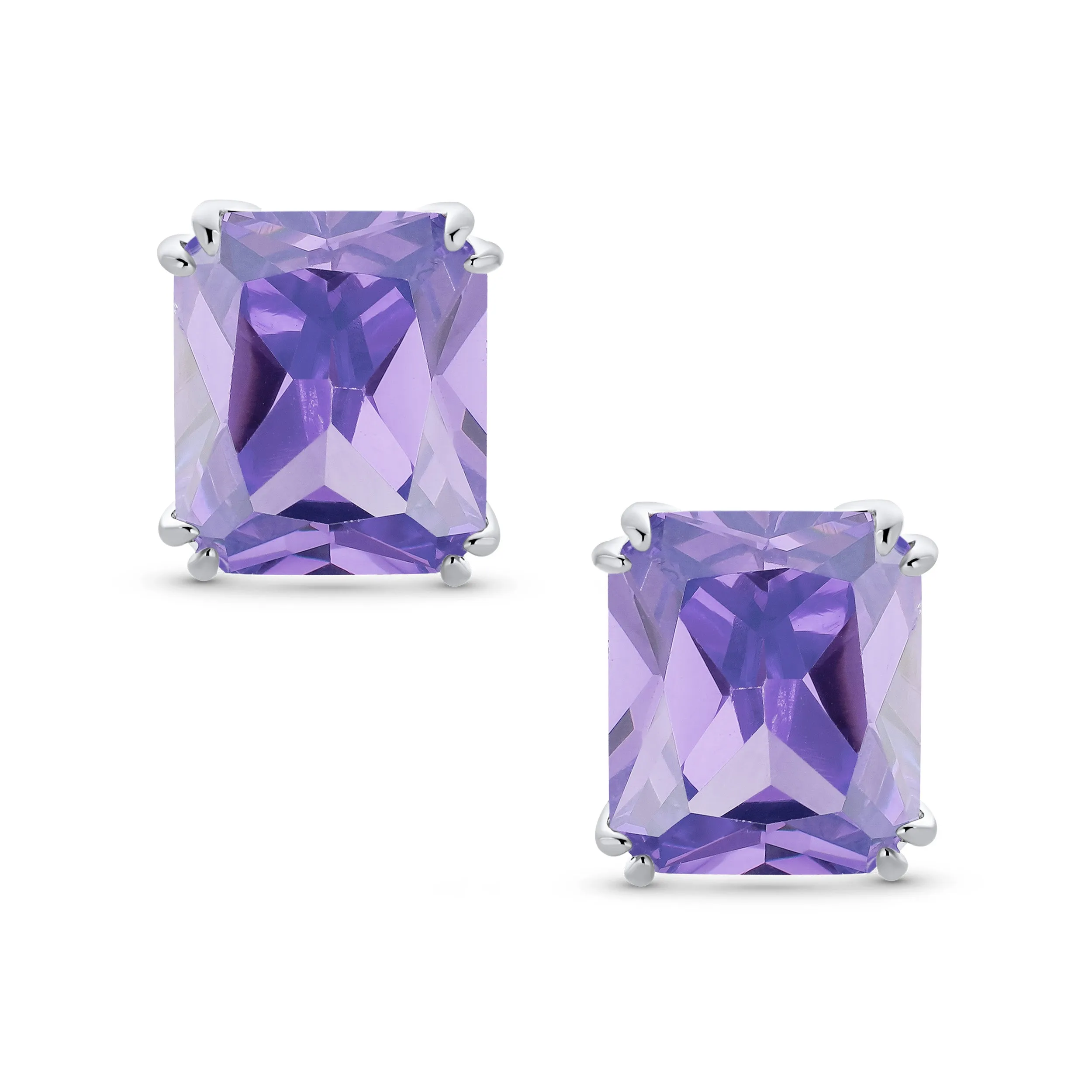 5CT Princess Cut Solitaire CZ Clip On Stud Earrings Birthstone Colors