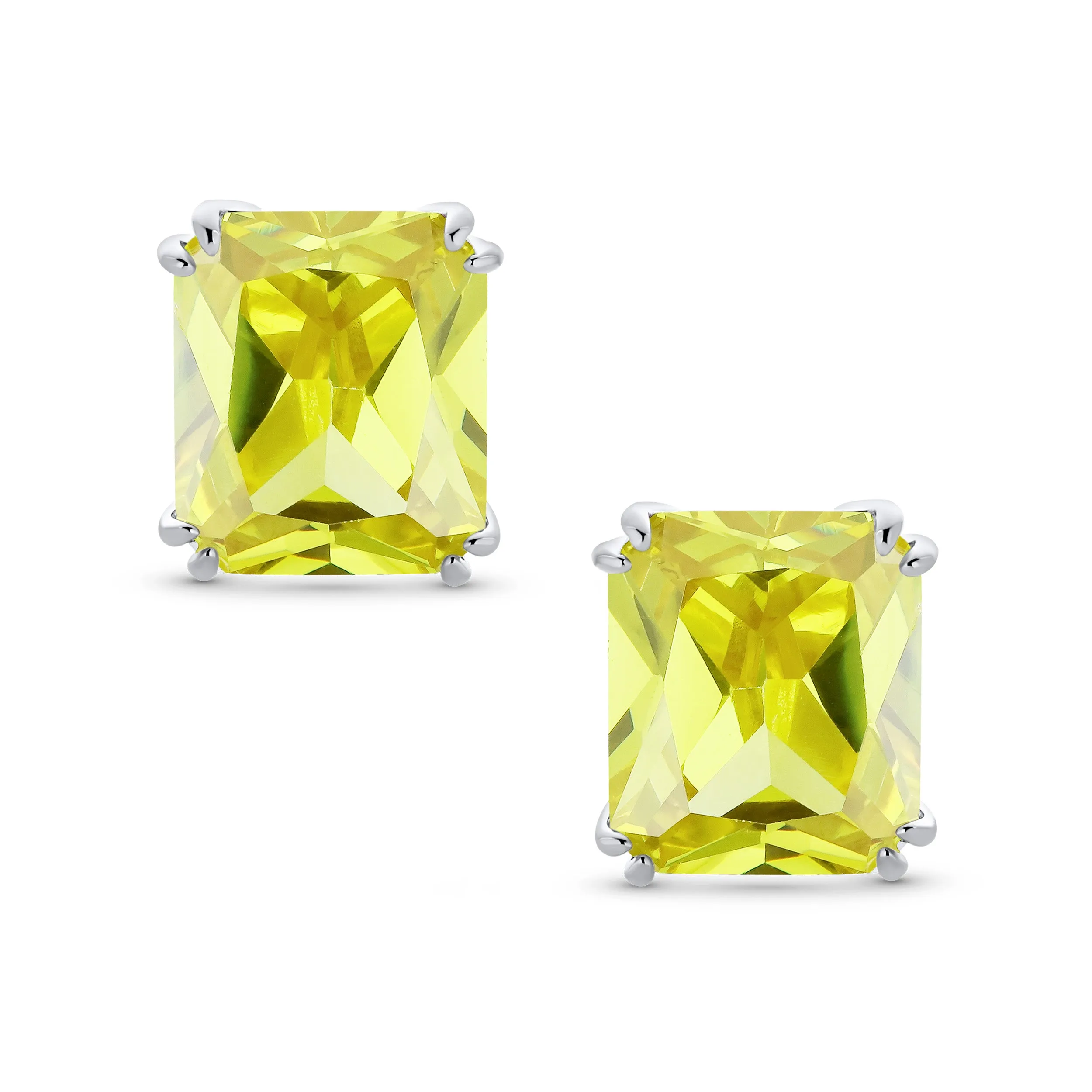 5CT Princess Cut Solitaire CZ Clip On Stud Earrings Birthstone Colors