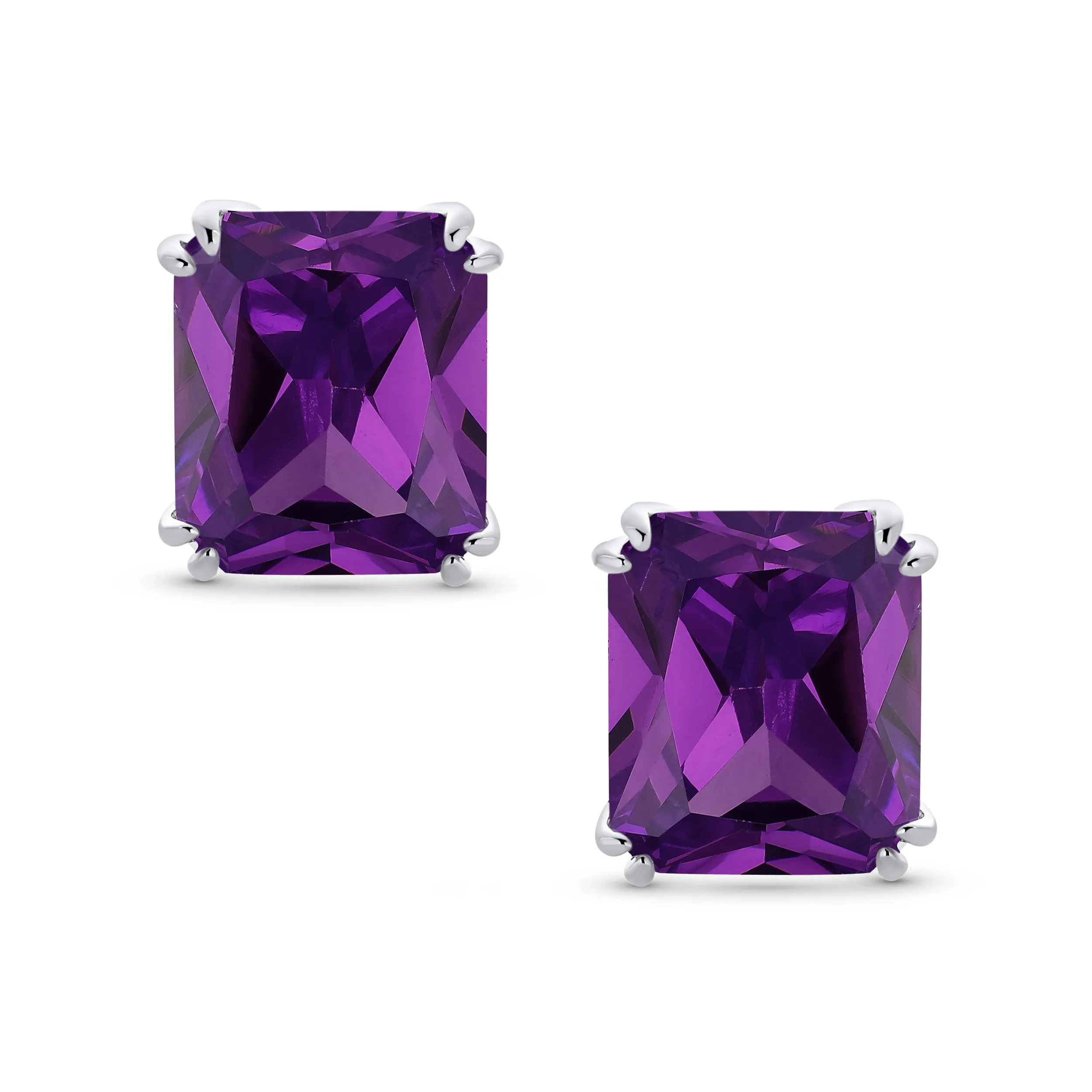 5CT Princess Cut Solitaire CZ Clip On Stud Earrings Birthstone Colors