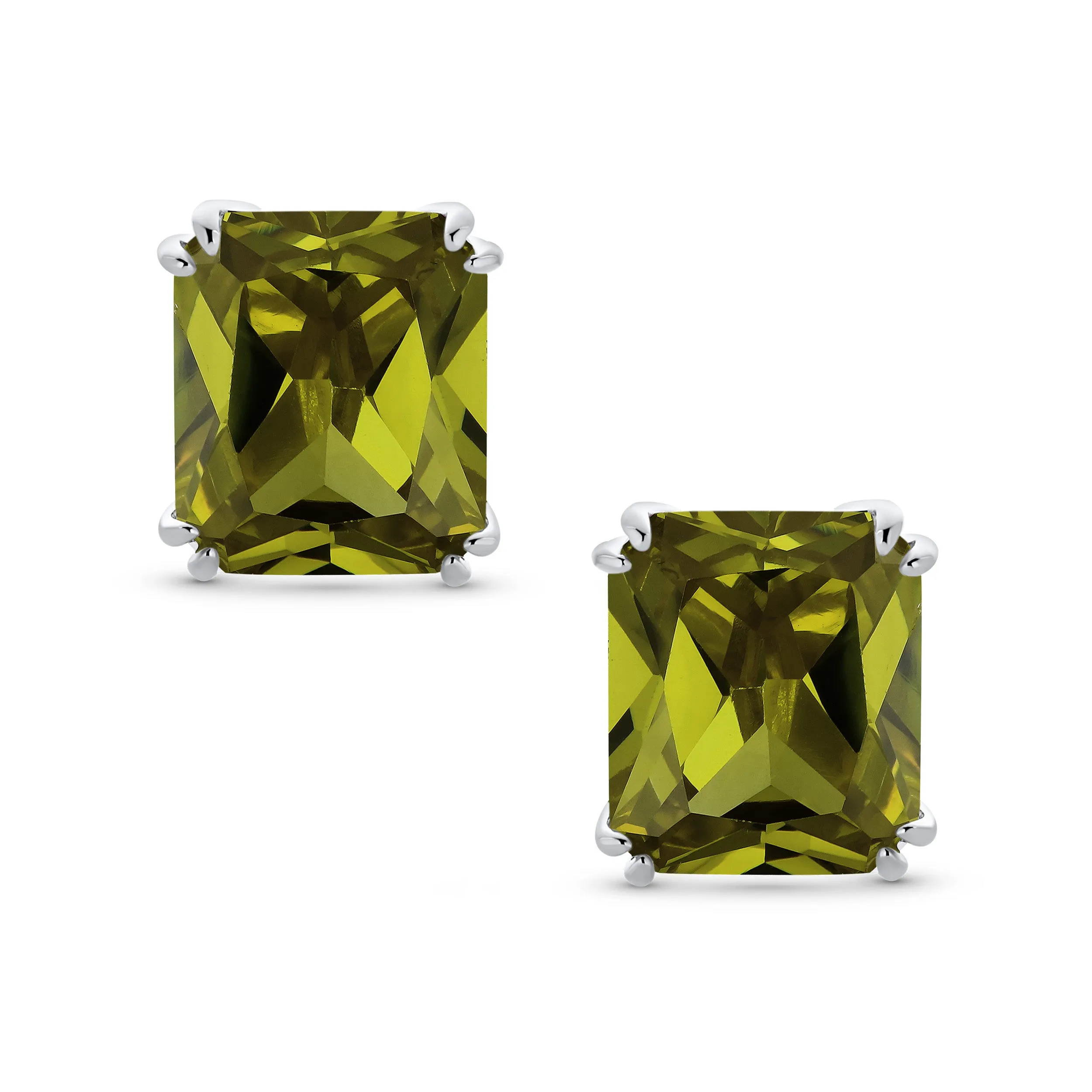 5CT Princess Cut Solitaire CZ Clip On Stud Earrings Birthstone Colors