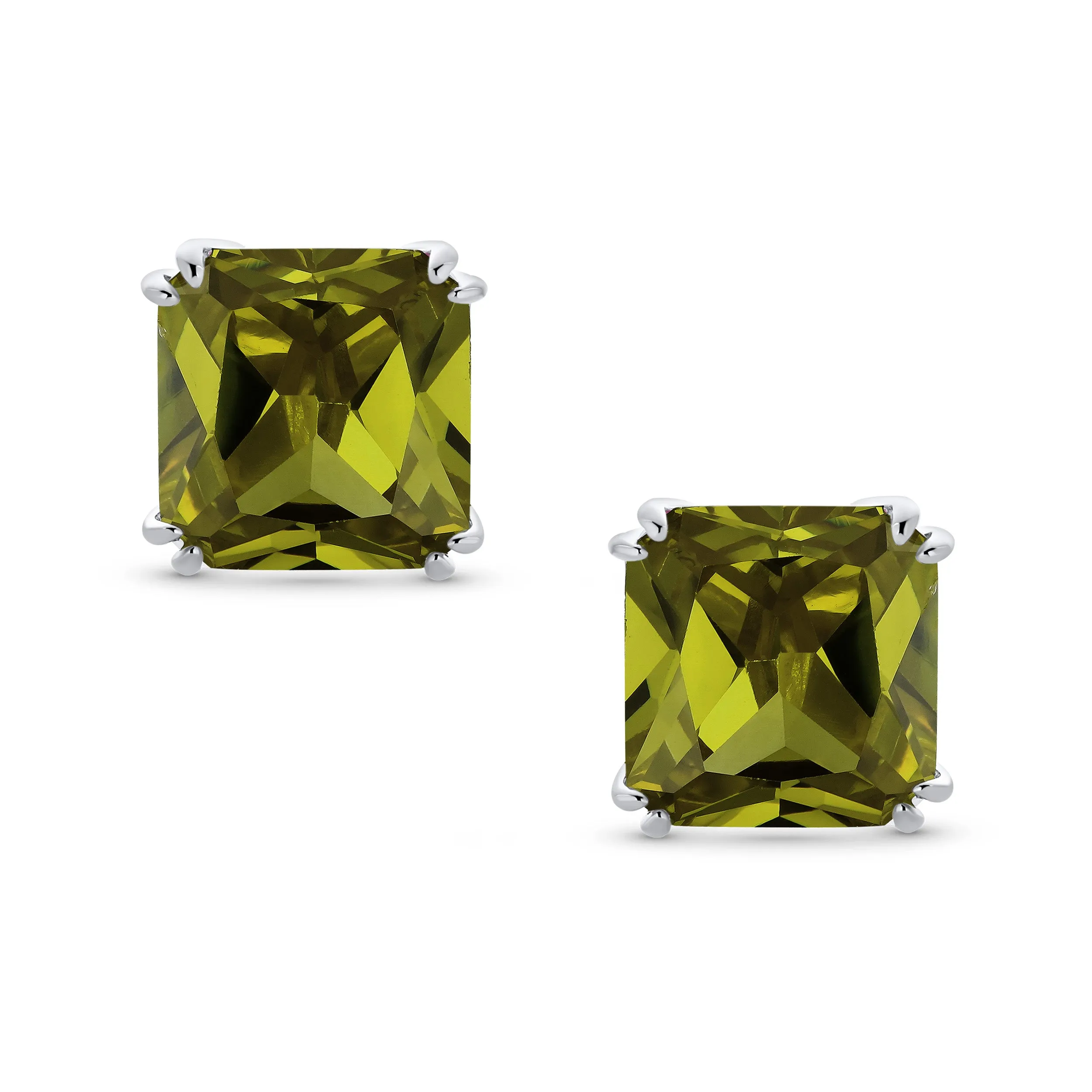 5CT Princess Cut Solitaire CZ Clip On Stud Earrings Birthstone Colors