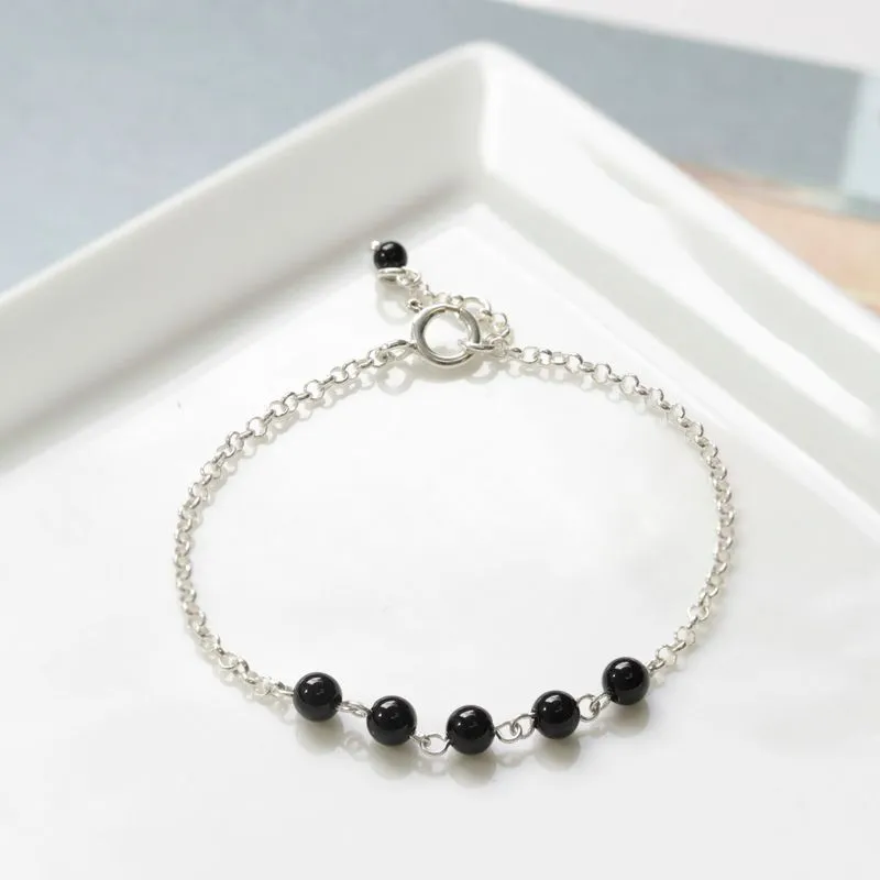 925 Silver Onyx Bracelet - July Birthstone Gift for Her