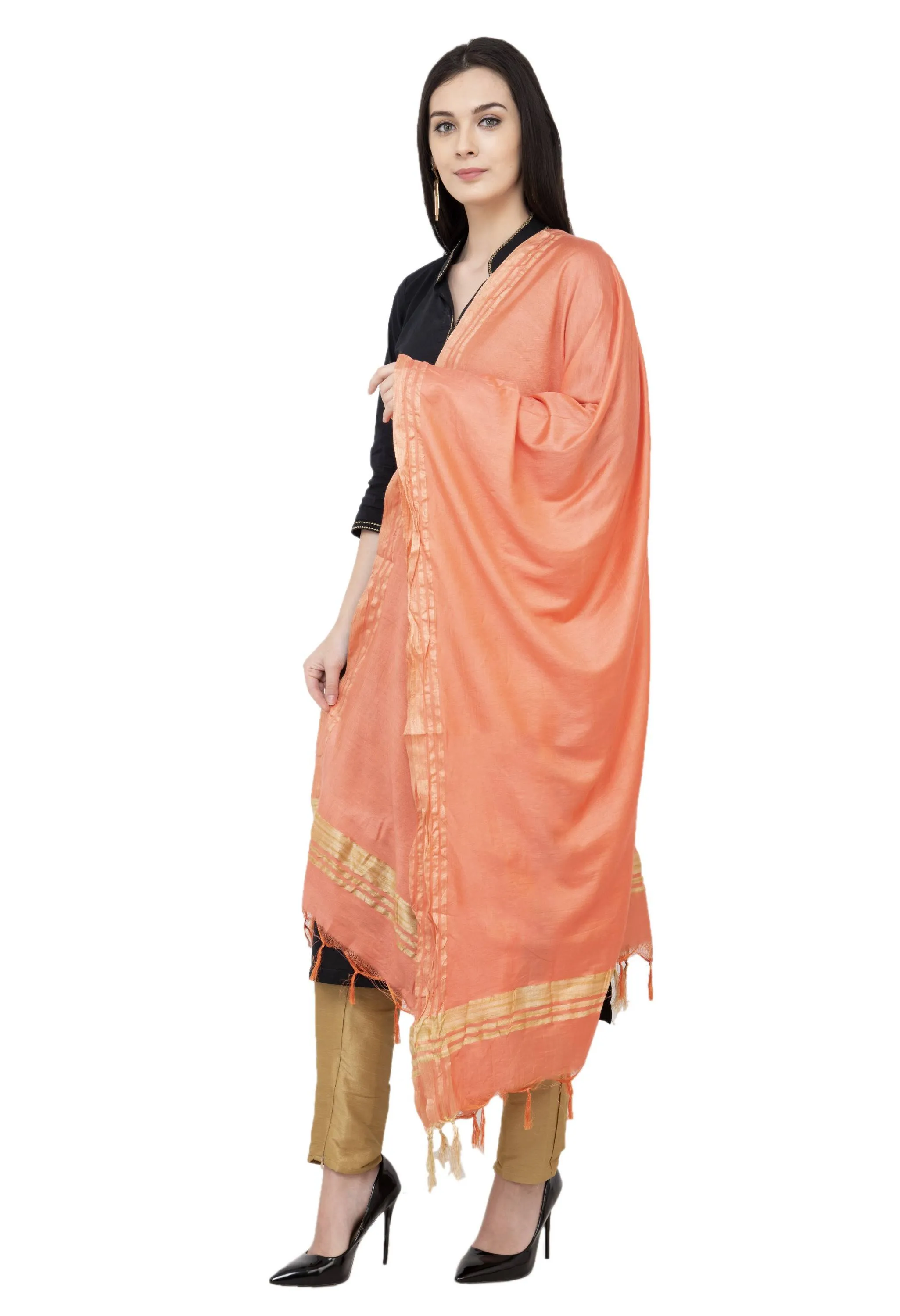 A R SILK Golden Color Fancy Silk Dupattas and Chunnis