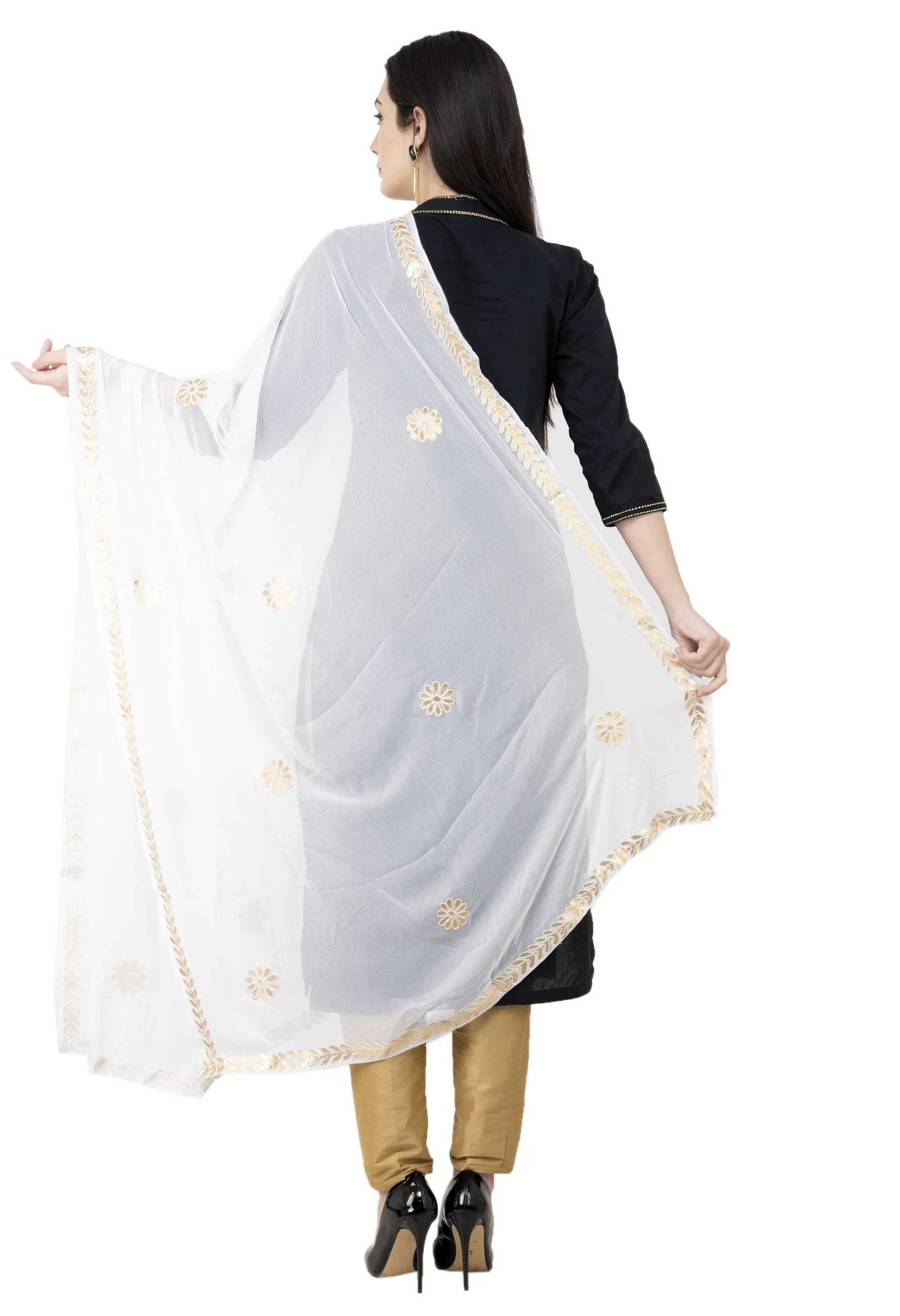 A R SILK Golden Color Fancy Silk Dupattas and Chunnis