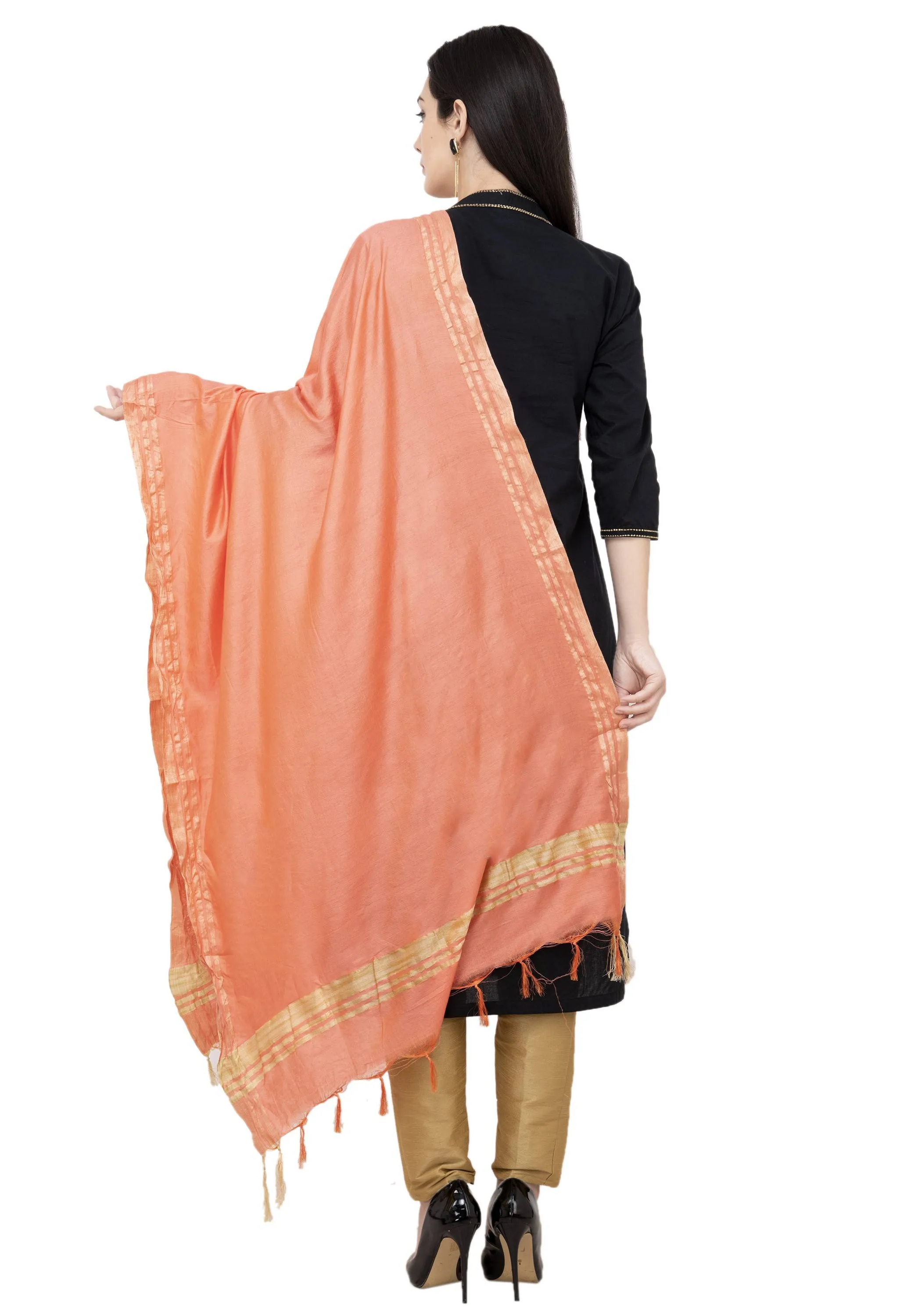 A R SILK Golden Color Fancy Silk Dupattas and Chunnis