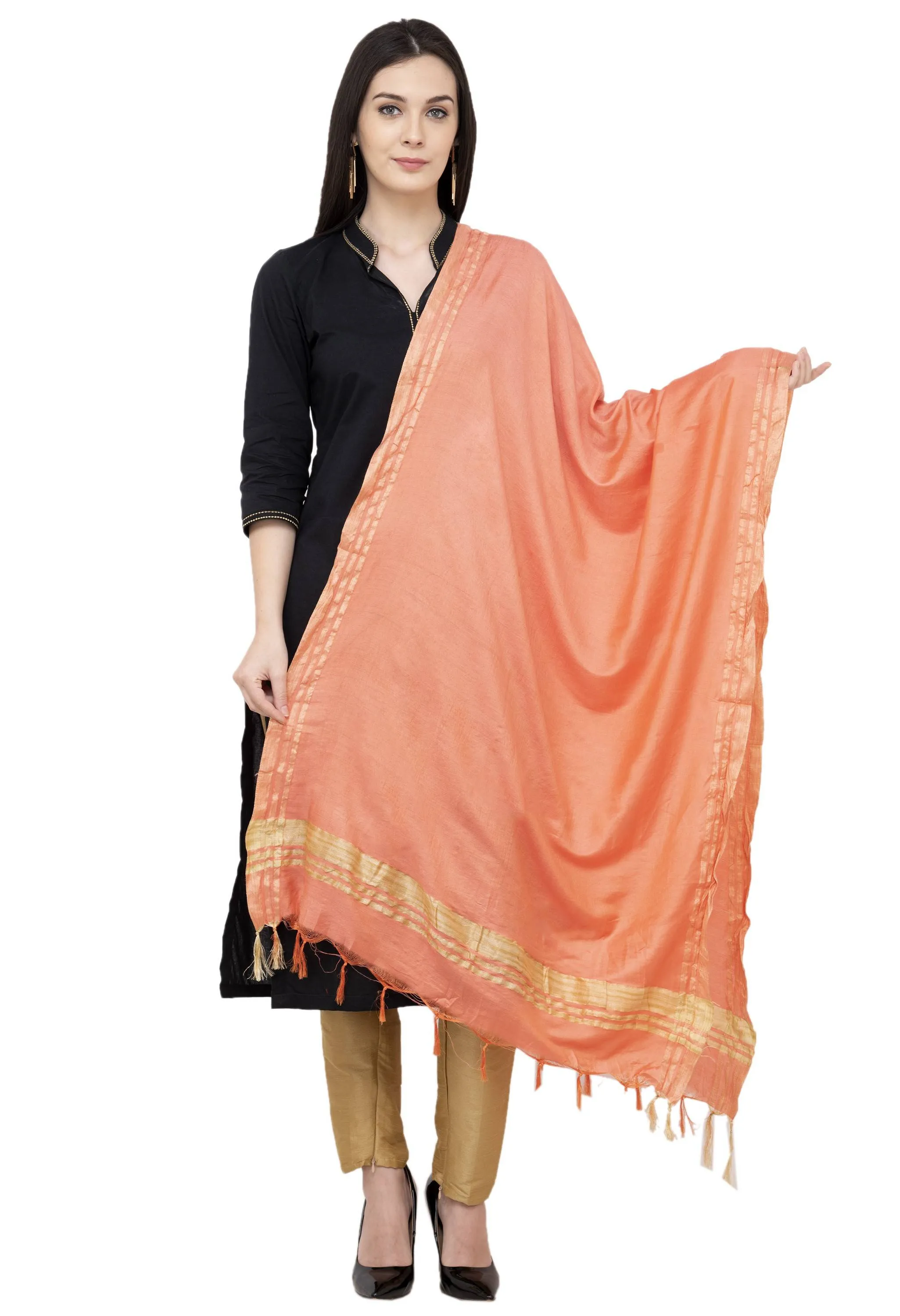 A R SILK Golden Color Fancy Silk Dupattas and Chunnis