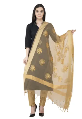 A R SILK Tissue Zari Embroidery Golden Zari Embroidery Golden Color Dupatta or Chunni