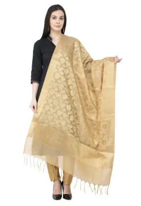 A R SILK VNS Jaal Fancy Dupatta Golden Color Dupatta or Chunni