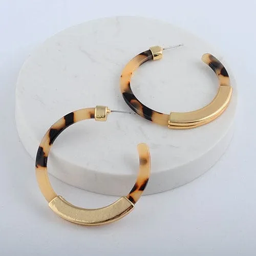 Acrylic Leopard Semi  Hoop Earring - 2 Styles