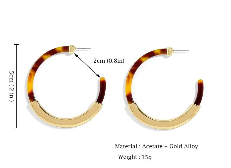 Acrylic Leopard Semi  Hoop Earring - 2 Styles