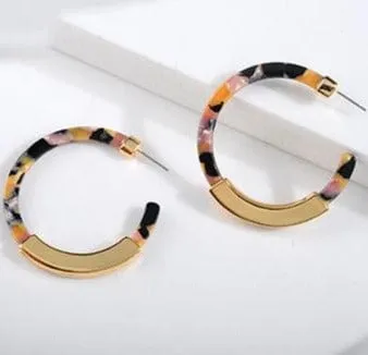 Acrylic Leopard Semi  Hoop Earring - 2 Styles