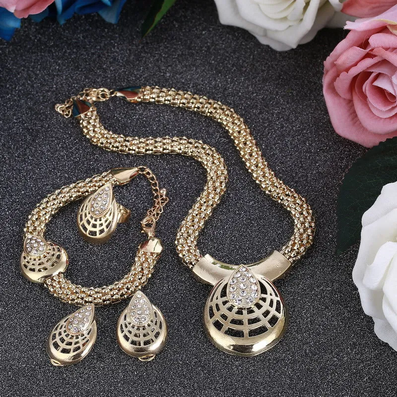 African Beads Jewelry Set Exquisite Carved Dubai gold Jewelry Set