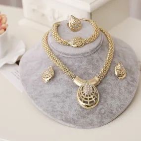 African Beads Jewelry Set Exquisite Carved Dubai gold Jewelry Set