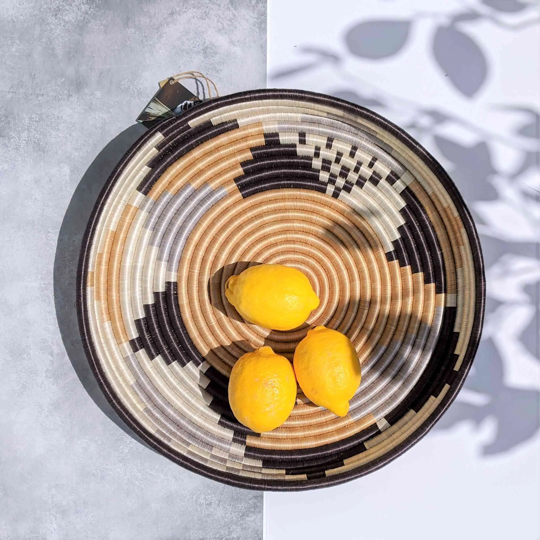 African Round Basket Tray | Neutral Colors