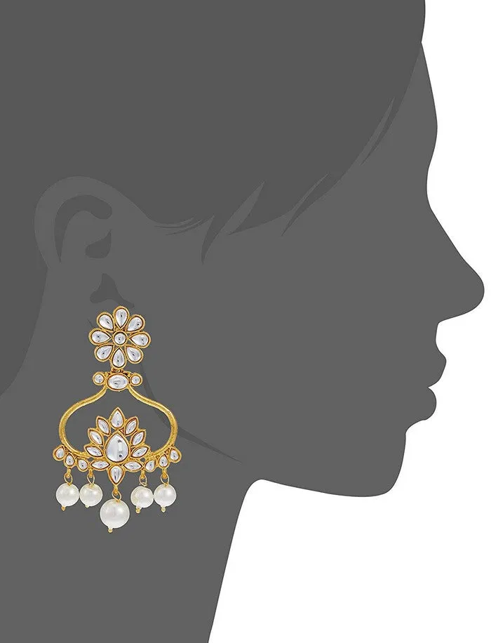 Alloy Chandbali Earrings in White