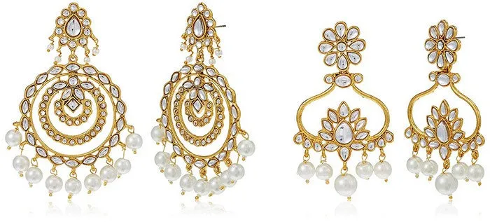 Alloy Chandbali Earrings in White