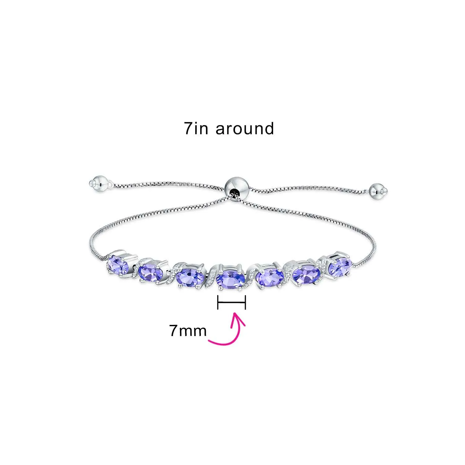 Amethyst Tanzanite Emerald Sapphire Bolo Tennis Bracelet for Women 7-8 Inch