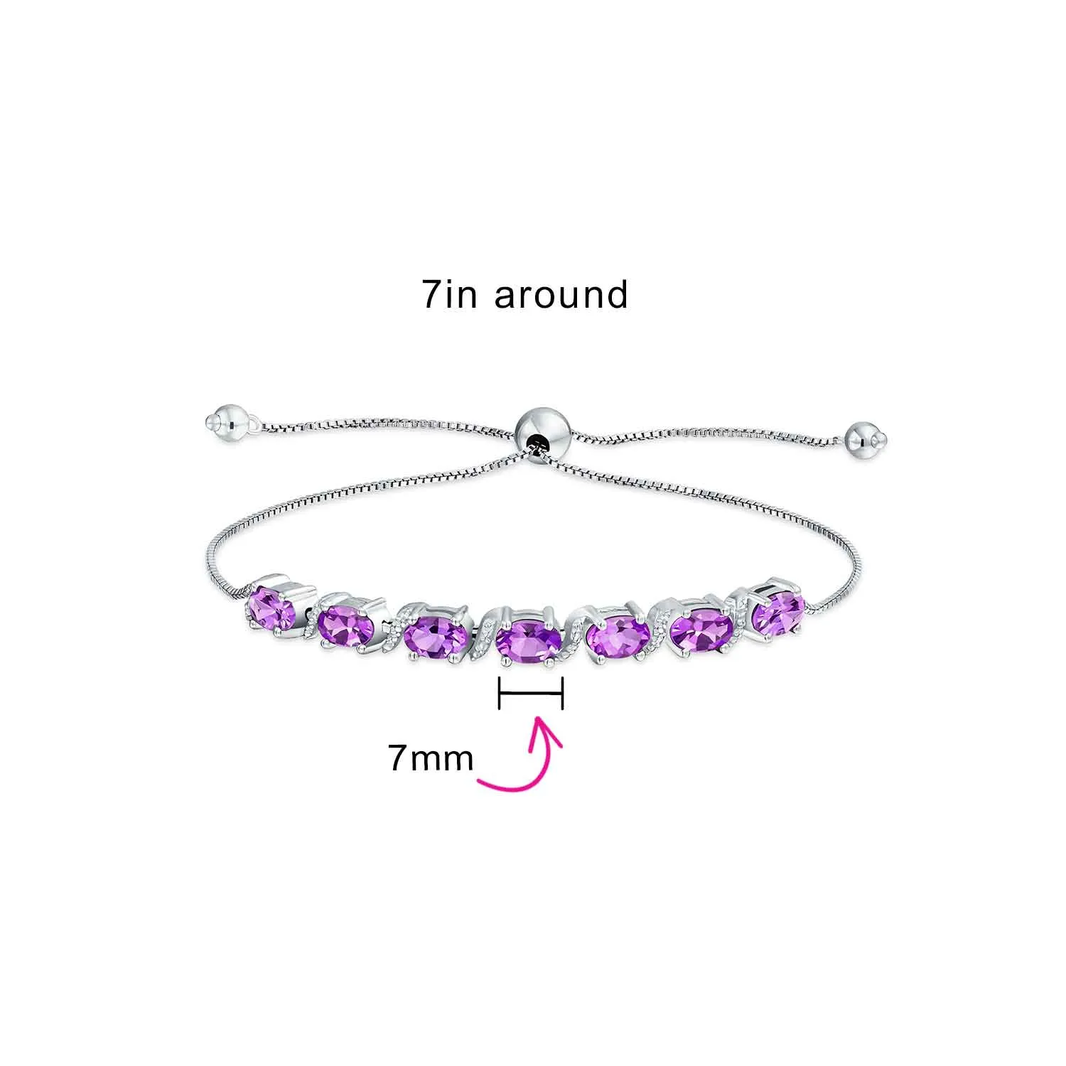 Amethyst Tanzanite Emerald Sapphire Bolo Tennis Bracelet for Women 7-8 Inch