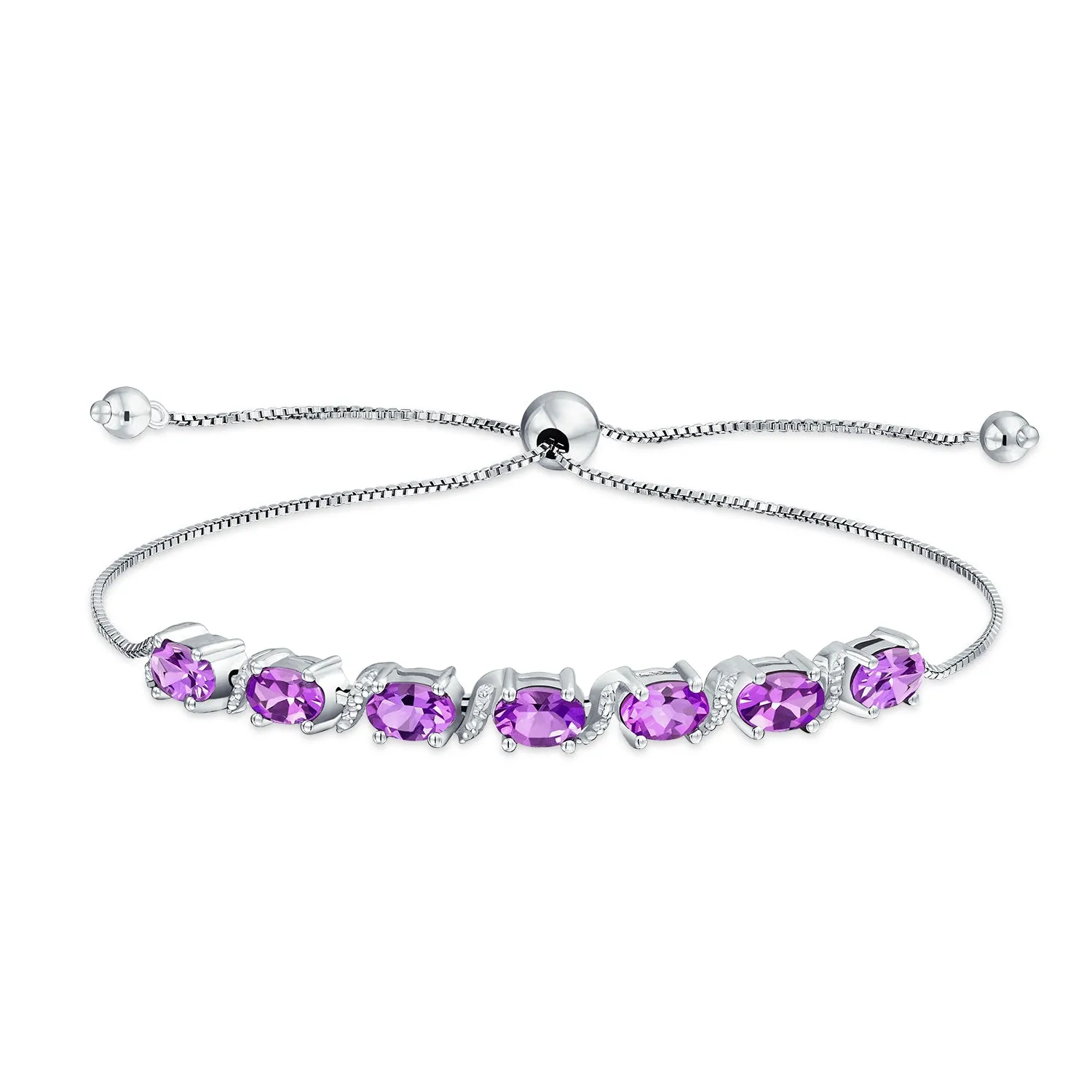 Amethyst Tanzanite Emerald Sapphire Bolo Tennis Bracelet for Women 7-8 Inch