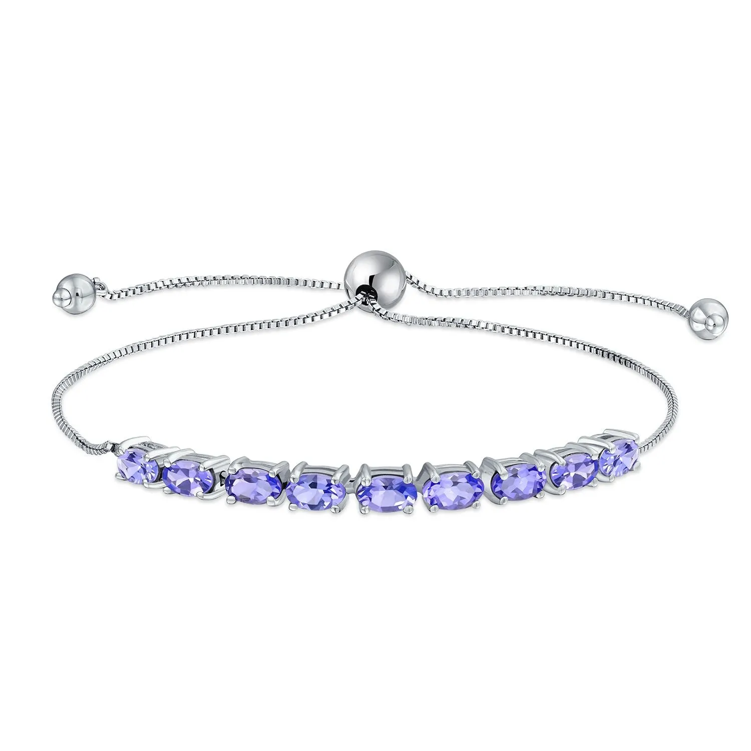 Amethyst Tanzanite Emerald Sapphire Bolo Tennis Bracelet for Women 7-8 Inch