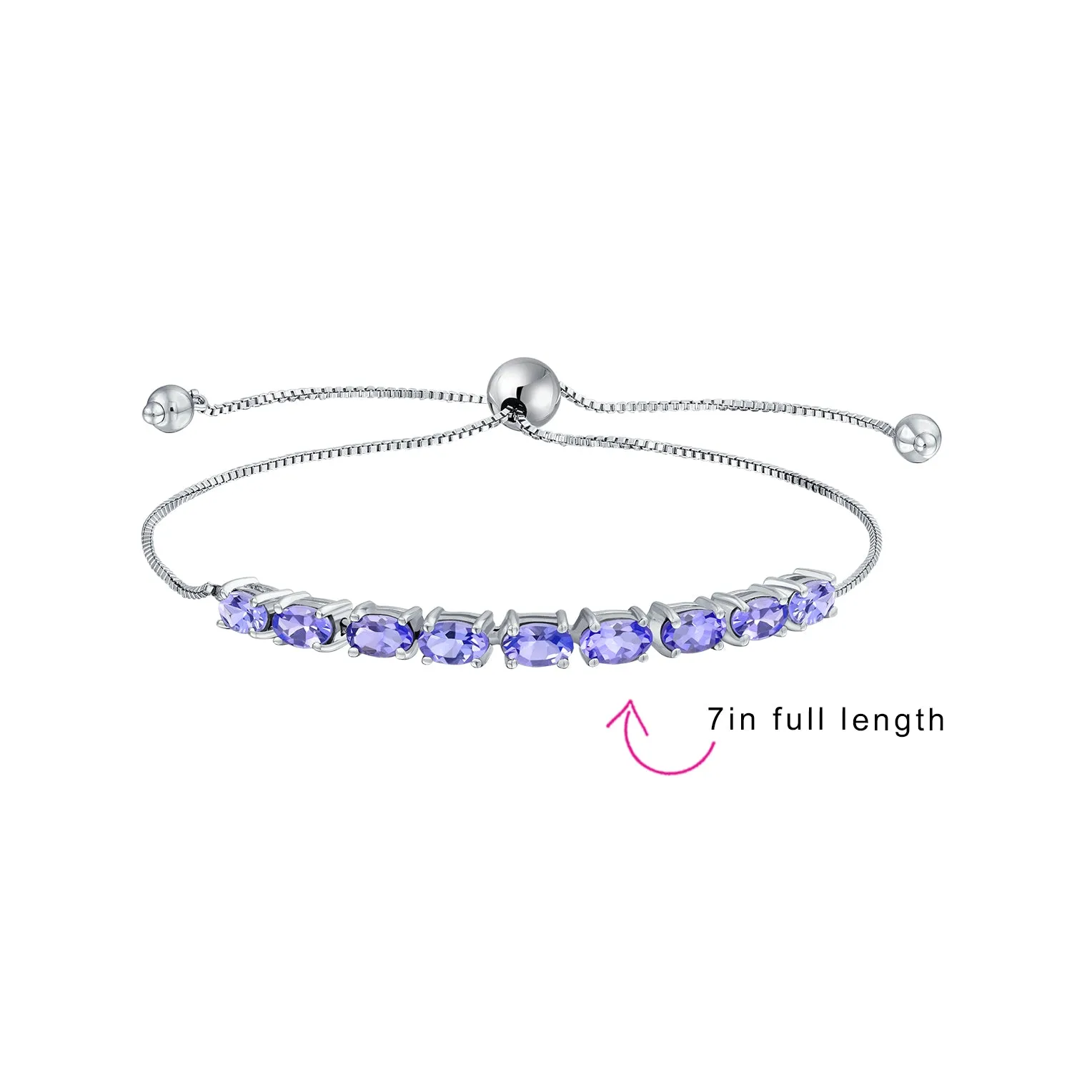 Amethyst Tanzanite Emerald Sapphire Bolo Tennis Bracelet for Women 7-8 Inch