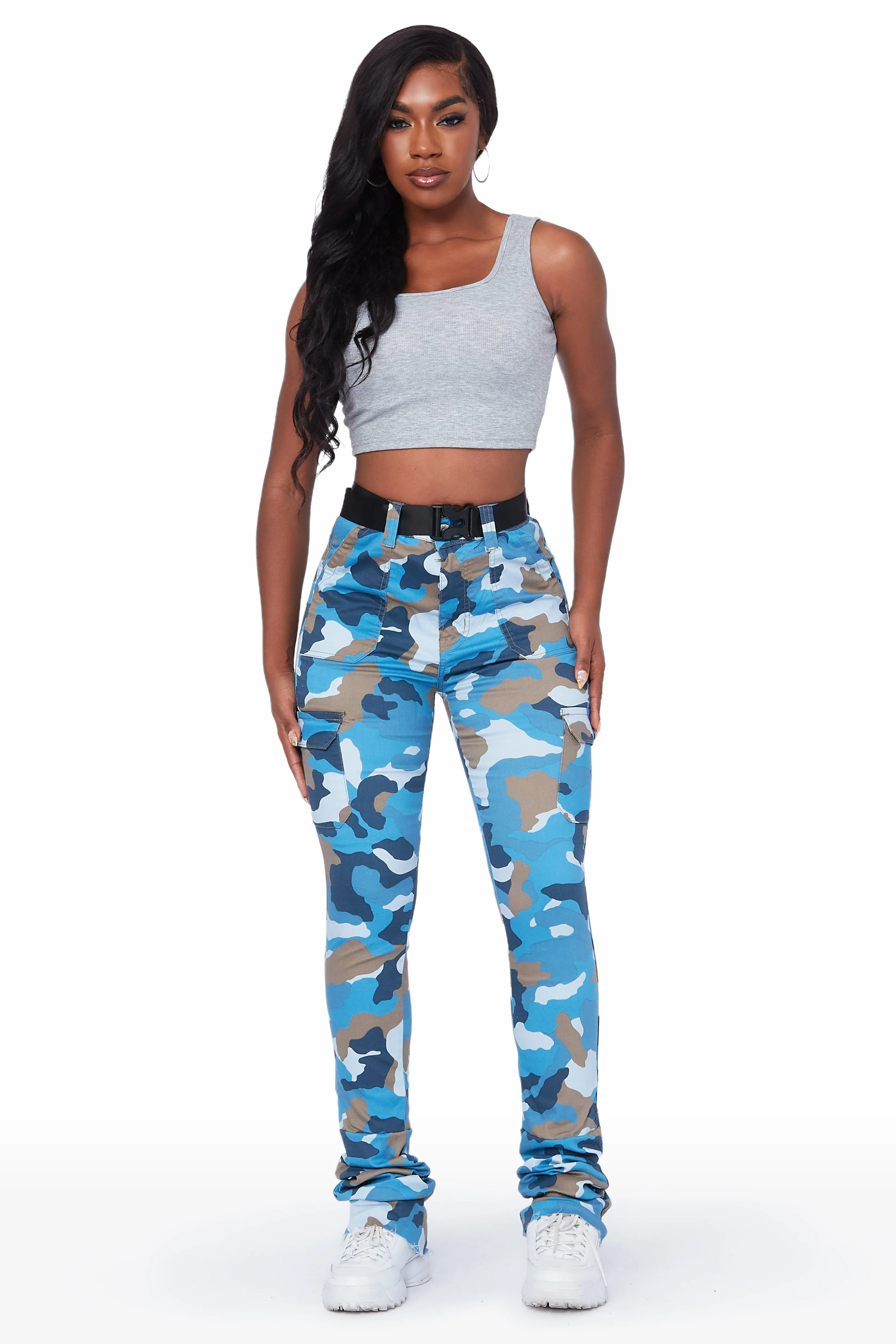 Avah Blue Camo Super Stacked Jean