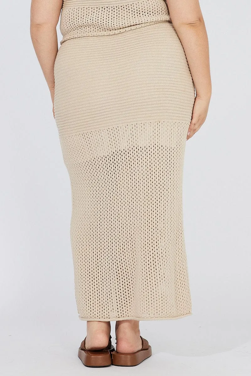 Beige Crochet Maxiskirt