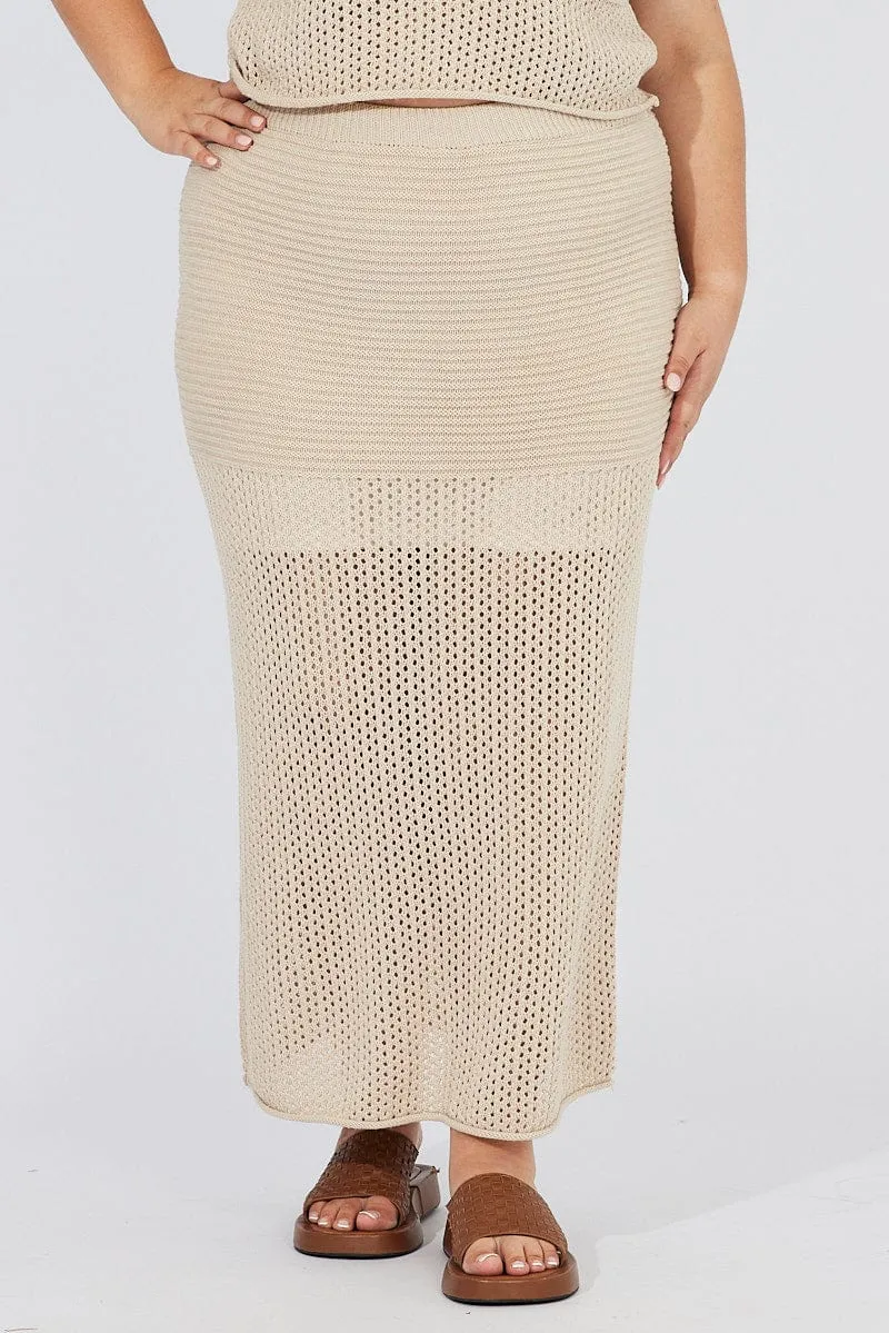 Beige Crochet Maxiskirt