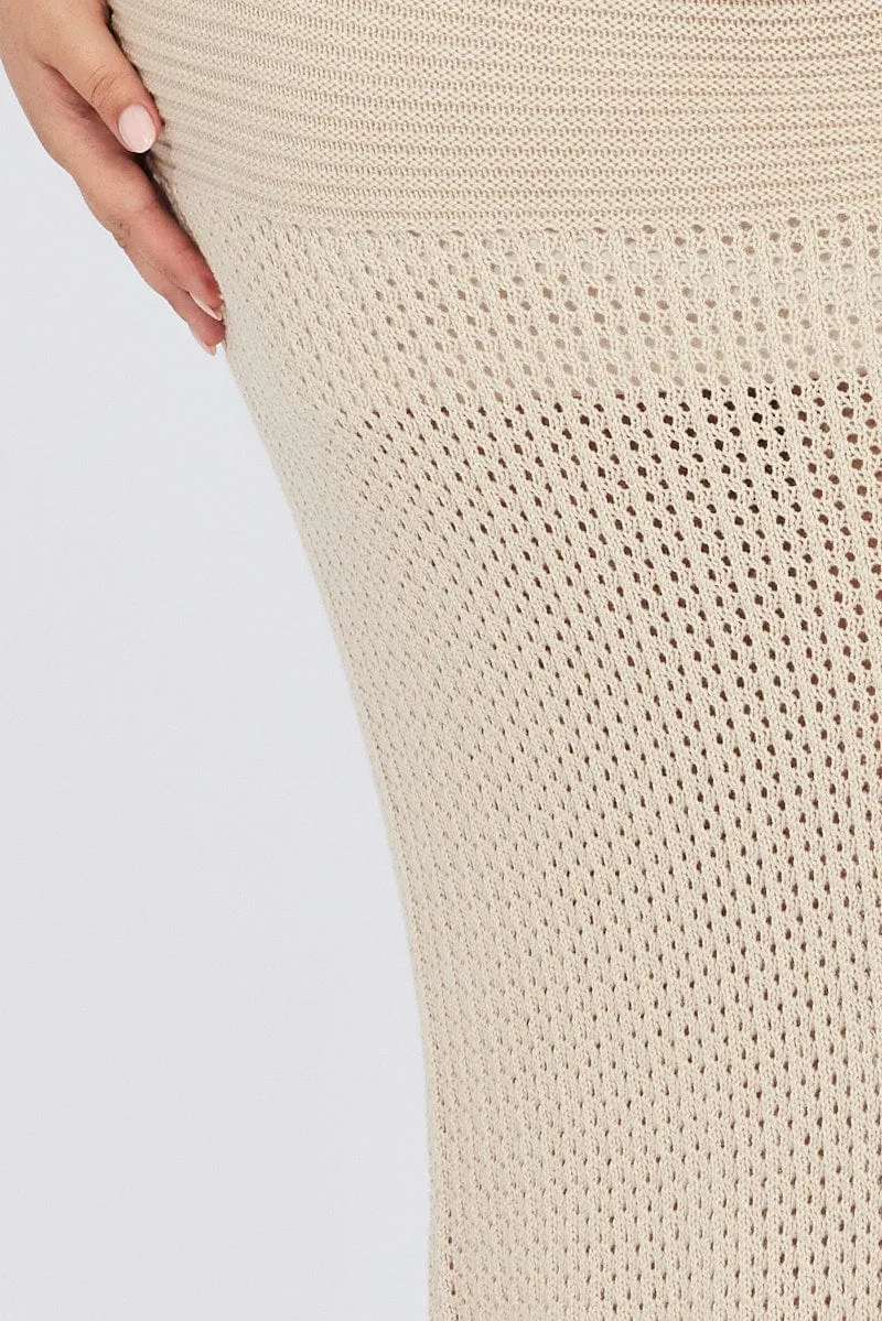 Beige Crochet Maxiskirt