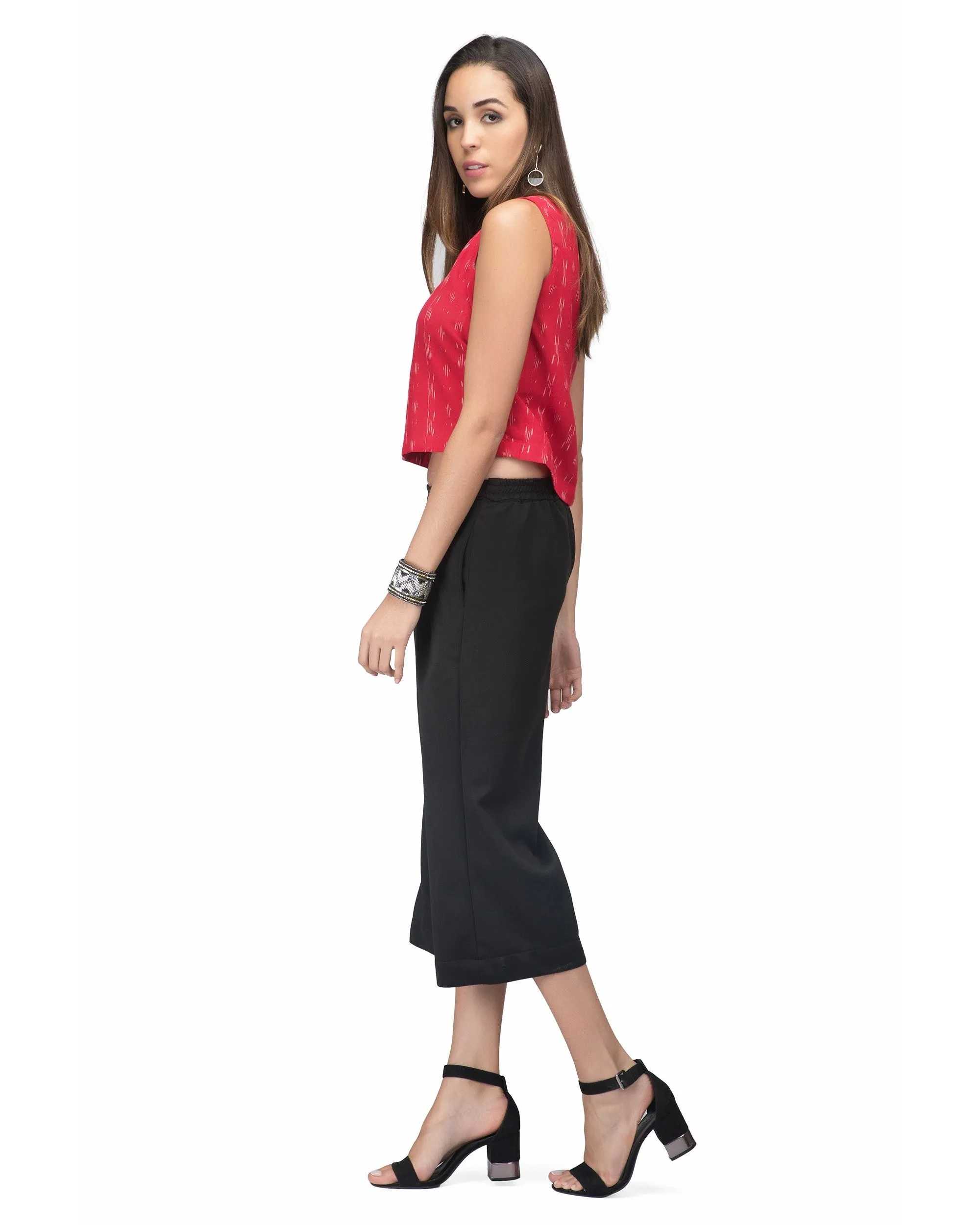 Black Cropped Palazzo For Women