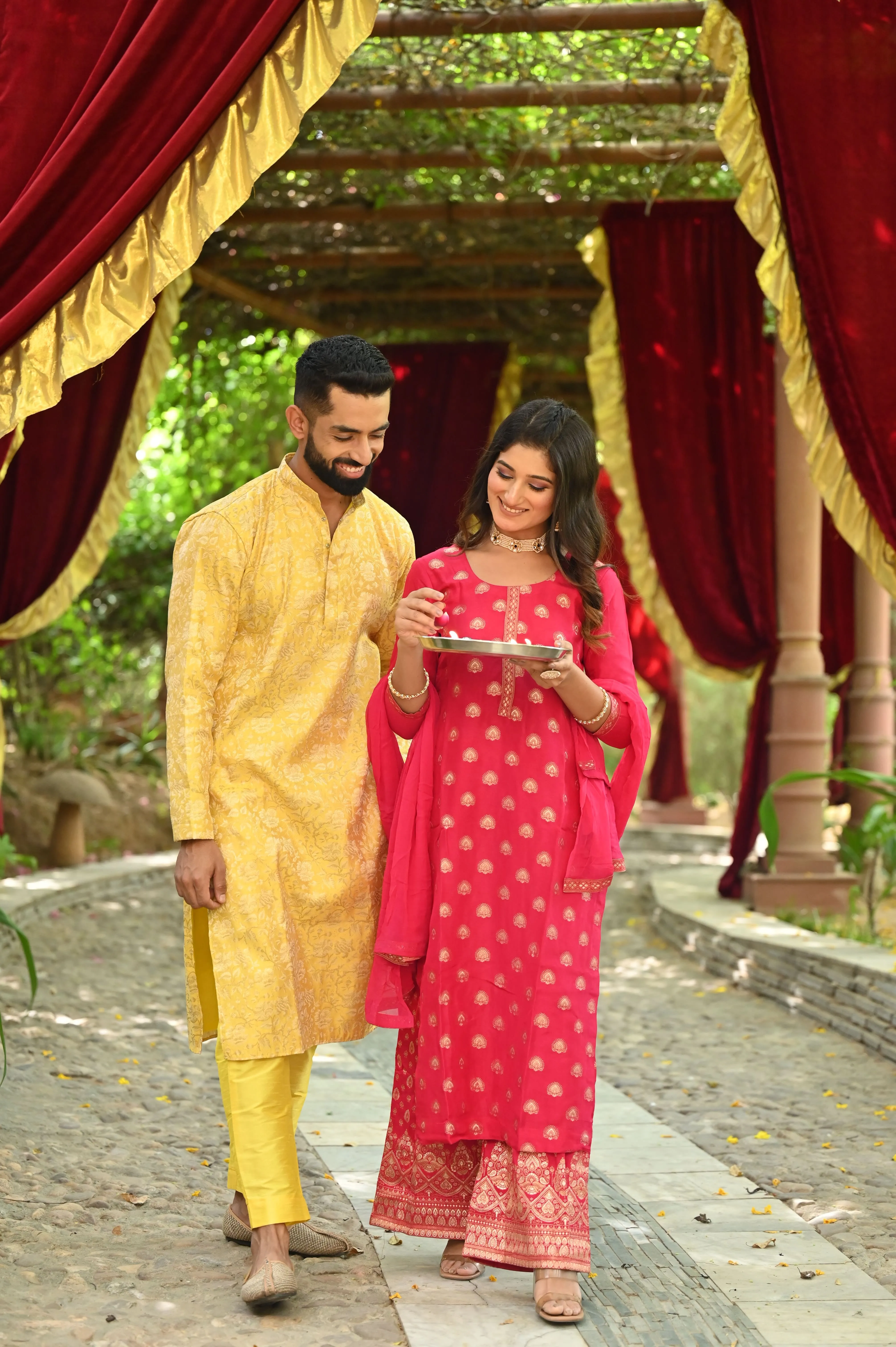 Blissful Weaves Jacquard Couple Outfit