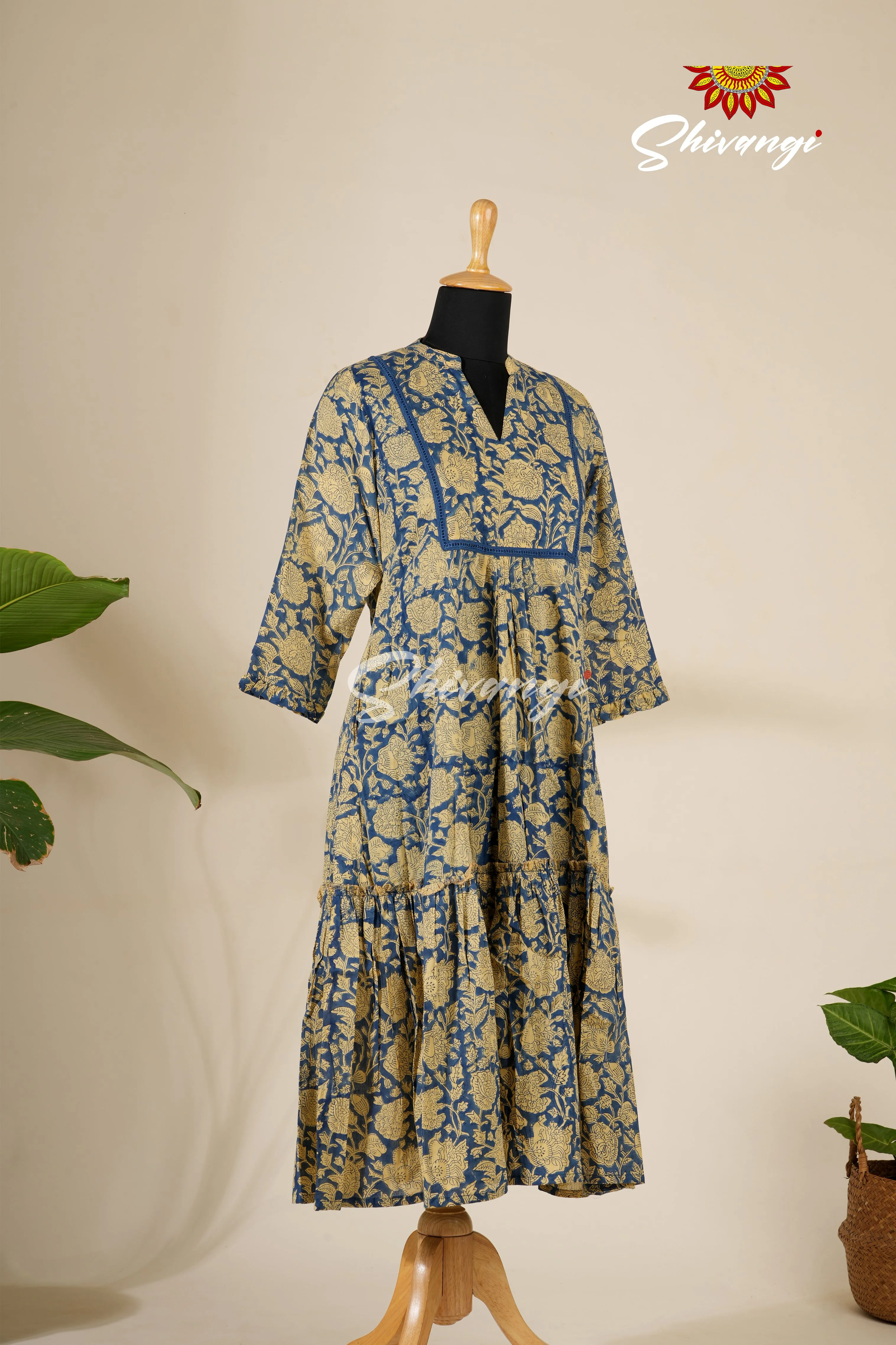 Blue Mulmul Cotton Kurti For Women - AS1501