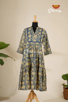 Blue Mulmul Cotton Kurti For Women - AS1501