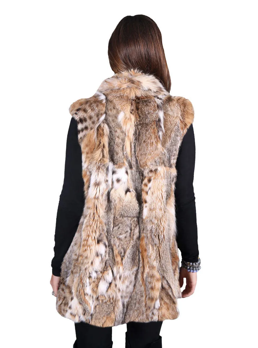 Bobcat Fur Vest With Optional Fox Fur Collar