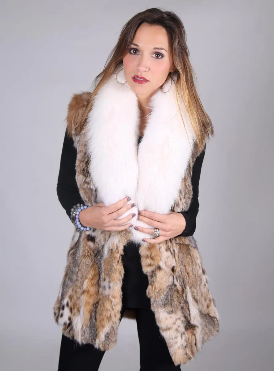 Bobcat Fur Vest With Optional Fox Fur Collar